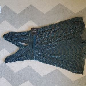 NWT Ailey gold and teal blue skater dress